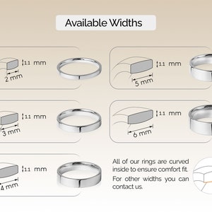 14k White Gold Band FLAT / Polished / Comfort Fit / Men's Women's Wedding Ring / Simple Wedding Ring image 3