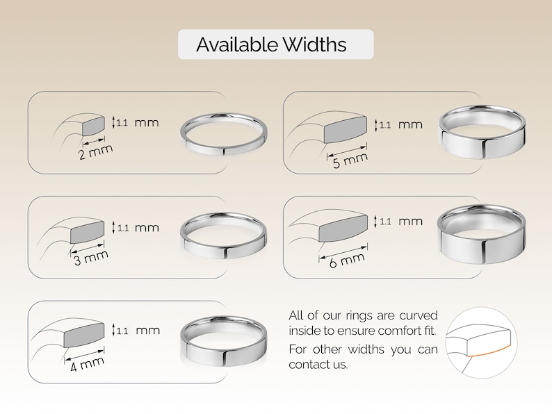 14k White Gold Band FLAT / Polished / Comfort Fit / Men's Women's Wedding Ring / Simple Wedding Ring image 3