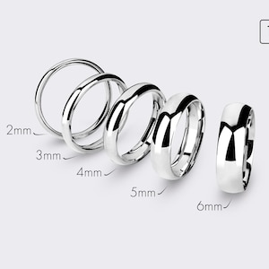 14k White Gold Band - CLASSIC DOME / Polished / Comfort Fit / Men&#39;s Women&#39;s Wedding Ring / Solid Gold Simple Wedding Band