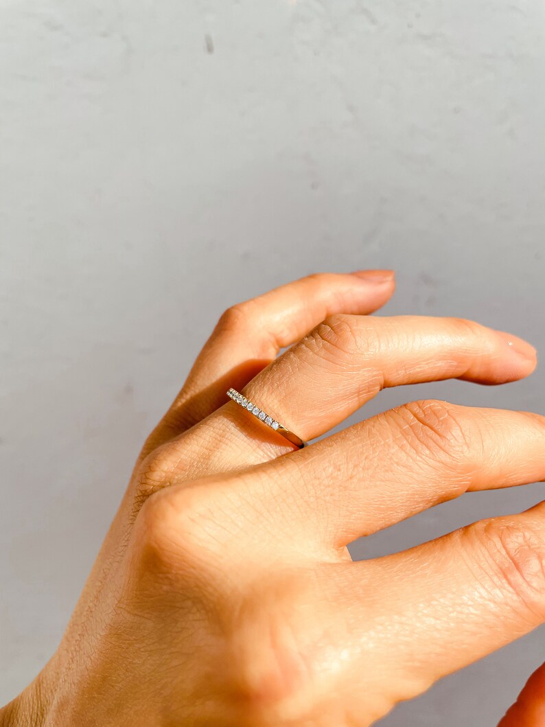 Diamond Half Eternity Band / 14k Half Eternity Diamond Wedding Etsy
