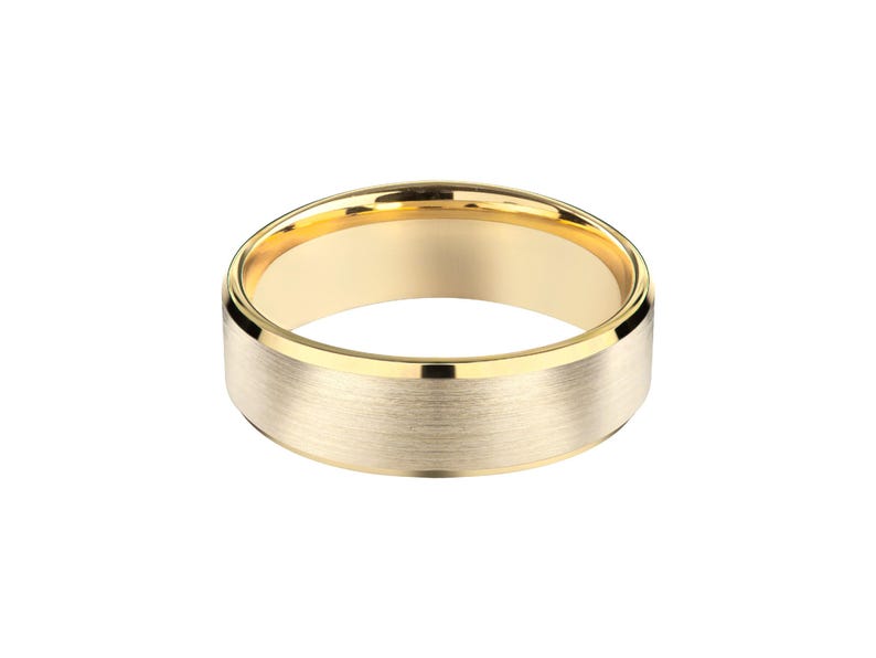 Wedding Band: 6mm Matte Beveled Gold - Solid Comfort Fit image 6