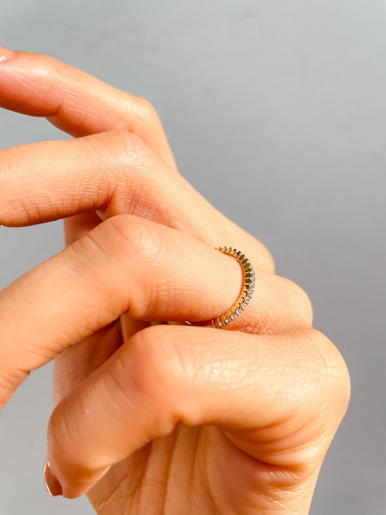 Diamond Half Eternity Band / 14k Half Eternity Diamond Wedding Etsy