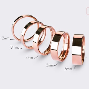 14k Rose Gold Band - FLAT / Polished / Comfort Fit / Men's Women's Wedding Ring / Simple Wedding Ring