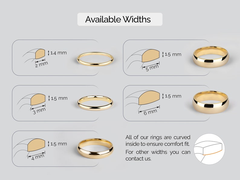 18k Yellow Gold Band CLASSIC DOME / Polished / Comfort Fit / Men's Women's Wedding Band / Solid Gold Ring / Simple Wedding Band image 3