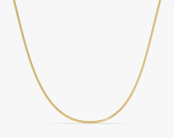 14k Solid Gold 1mm Box Chain Necklace / Dainty Gold Box Chain Necklace For Women / Minimalist Gold Box Chain Necklace for Her