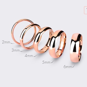 14k Rose Gold Band - CLASSIC DOME / Polished / Comfort Fit / Men's Women's Wedding Band / Solid Gold Simple Wedding Ring