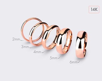 14k Rose Gold Band - CLASSIC DOME / Polished / Comfort Fit / Men's Women's Wedding Band / Solid Gold Simple Wedding Ring