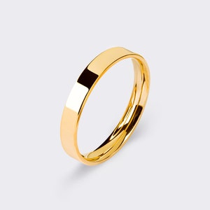 3mm Flat Solid Gold Band / 10k 14k 18k Wedding Bands for Women / Yellow Gold, White Gold, Rose Gold Ring / Polished / Comfort Fit