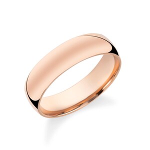 A single, shiny gold ring is shown against a white background.