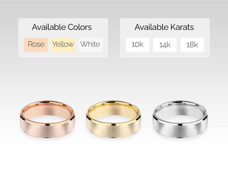 Wedding Band: 6mm Matte Beveled Gold - Solid Comfort Fit image 5