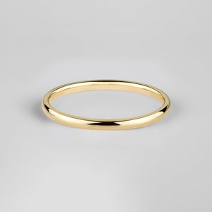 18k Yellow Gold Band (2mm) / Classic Dome / Polished / Comfort Fit / Men's Women's Wedding Ring / Simple Plain Band