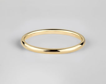 14k Yellow Gold Band (2mm) / Classic Dome / Polished / Comfort Fit / Men's Women's Wedding Ring / Thin Simple Plain Band