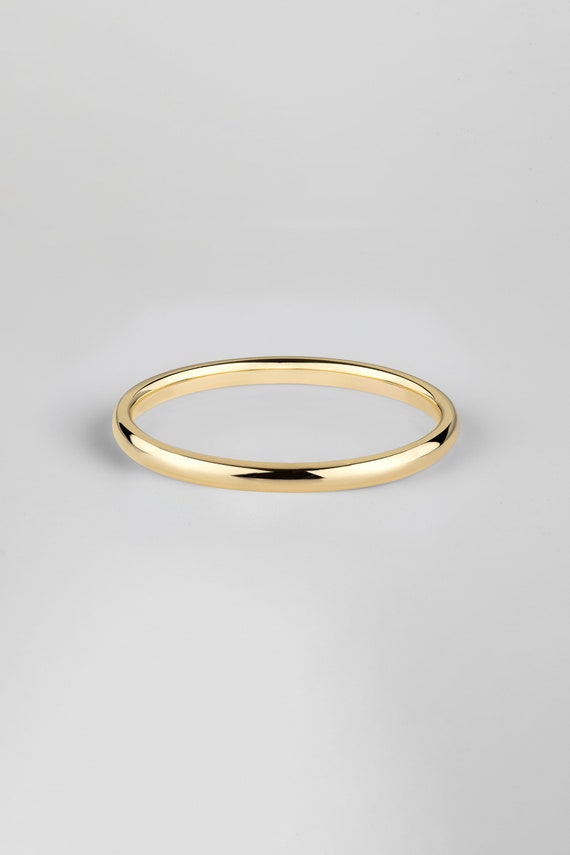 14k Yellow Gold Band 2mm Classic Dome Polished Comfort Fit