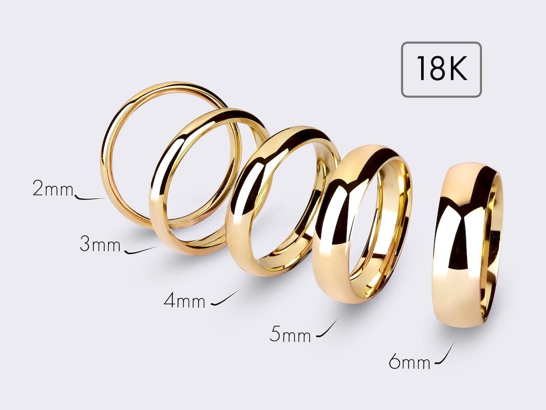 18k Yellow Gold Band - CLASSIC DOME / Polished / Comfort Fit