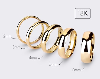 18k geelgouden band - CLASSIC DOME / gepolijst / comfort fit / heren dames trouwring / massief gouden ring / eenvoudige trouwring