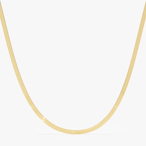 14k Gold 2.5mm Herringbone Chain Necklace / Gold Snake Chain Necklace / Fancy Italian Chain for Women / Layering Chain Necklace Hers