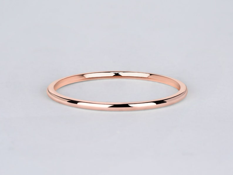 18k Solid Gold Thin Wedding Band / Stacking Ring / 1mm Wedding Band / Dainty Minimalist Gold Band / Simple Plain Ring Rose gold