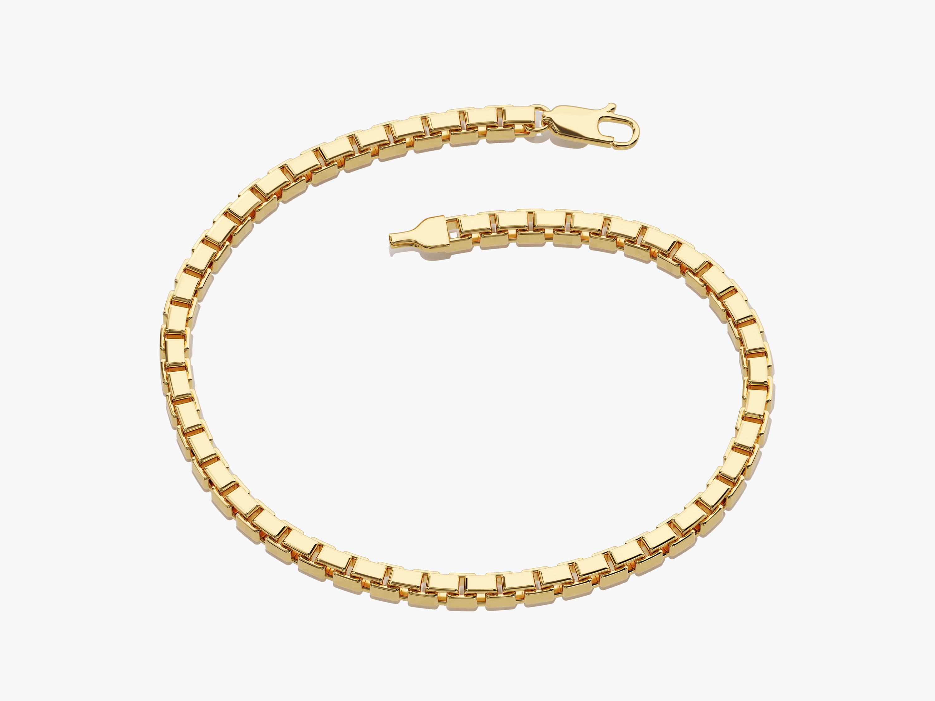14k Solid Gold Box Chain Bracelet for Women / Simple Gold Chain Bracelet / 14k Layering Bracelet for Women / Intertwined Box Chain Bracelet