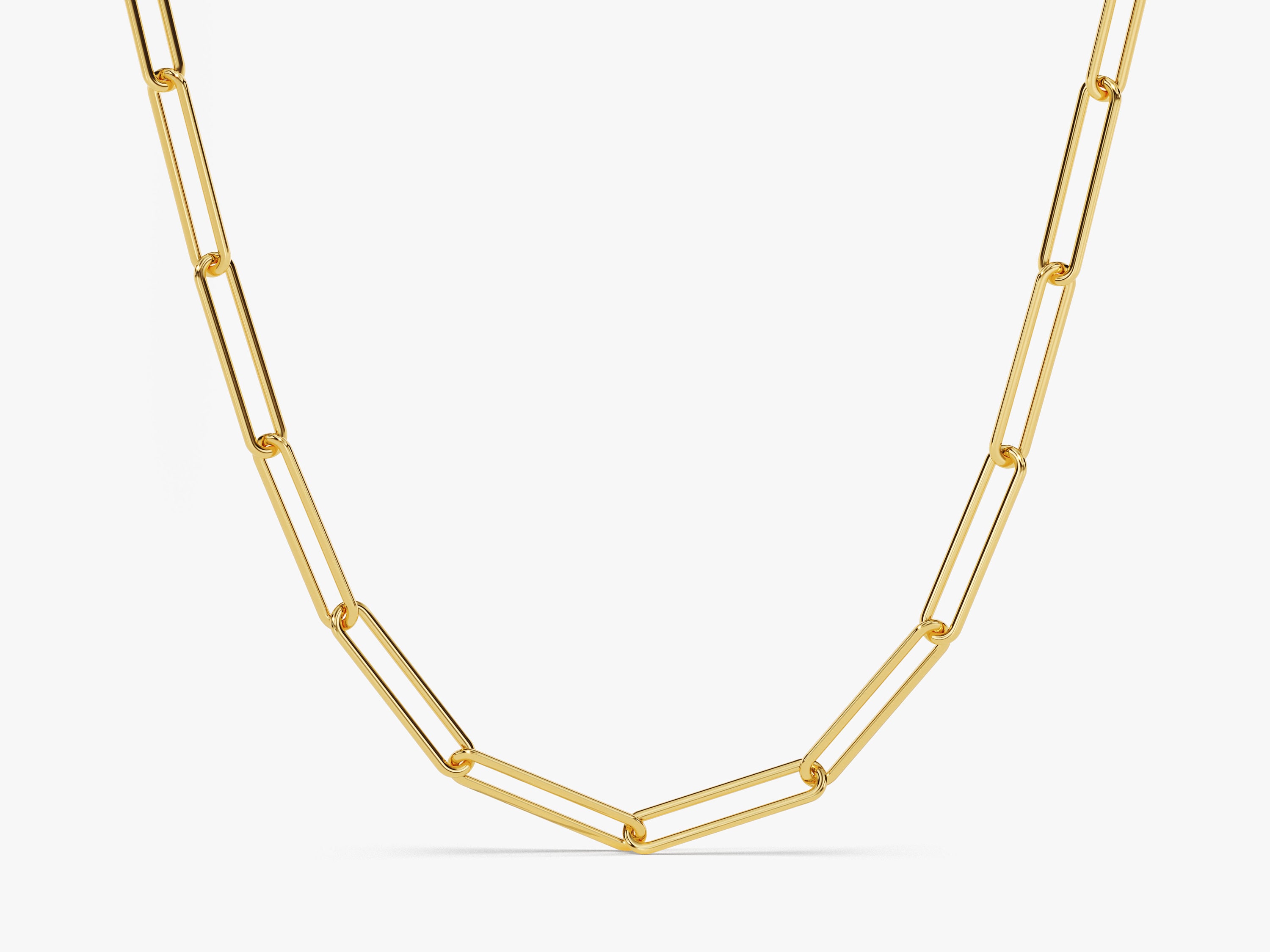 14k Gold Paperclip Chain Necklace / Bold Paperclip Link Chain Necklace for Women / Solid Gold Layering Chain Necklace / Elongated Link Chain