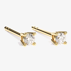 14k Gold Diamond Studs (0.10ct) / Diamond Stud Earrings / Minimalist Solitaire Earrings / 4 Prong Diamond Studs