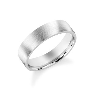 14k Matte White Gold Band / FLAT/ BRUSHED / Comfort Fit / Men&#39;s Women&#39;s Wedding Band / Simple Wedding Ring His and Hers / Solid Gold Band