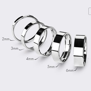 14k White Gold Band - FLAT / Polished / Comfort Fit / Men&#39;s Women&#39;s Wedding Ring / Simple Wedding Ring