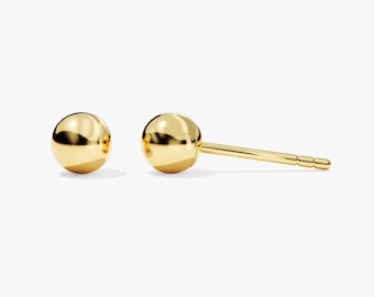 Orecchini a perno a sfera in oro massiccio 14 carati / Orecchini a sfera minimalisti da donna / Orecchini a sfera massicci / Orecchini a perno minuscoli