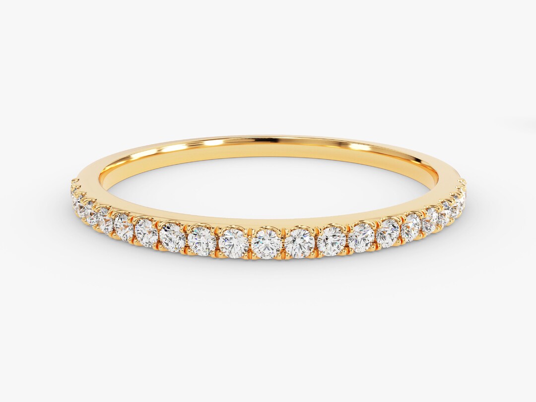 Diamond Half Eternity Ring / 14k Half Eternity Diamond Wedding Band for ...
