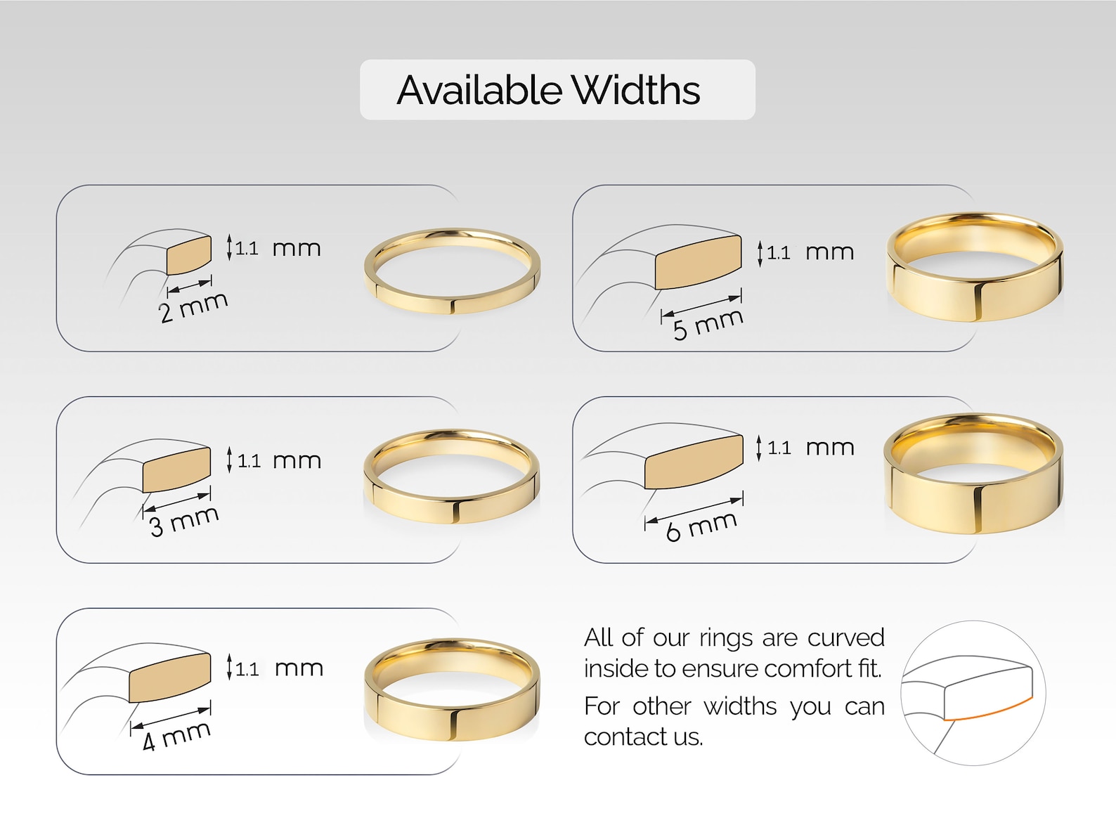 14k Yellow Gold Band FLAT / Polished / Real Comfort Fit / - Etsy