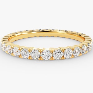 Diamond Eternity Band (0.90ct - 2.3mm) / 14k Full Eternity Diamond Wedding Ring for Women / Pave Set Stacking Ring / Real Natural Diamonds