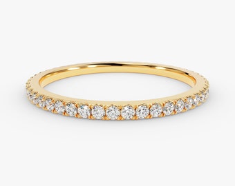 Moissanite Eternity Wedding Band, Lab Grown Diamond Full Eternity Ring, Anniversary Gift