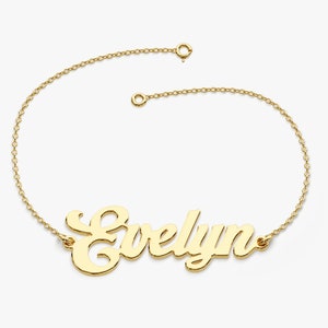 14k Solid Gold Name Bracelet / Gold Name Tag Bracelet / Custom Name Bracelet in Yellow Gold, White Gold, Rose Gold / Personalized Gift