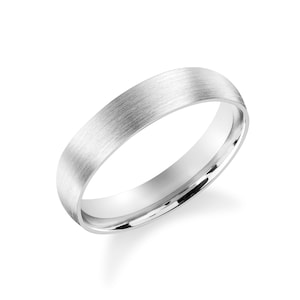 14k Matte White Gold Band / CLASSIC DOME / Brushed Ring / Comfort Fit / Men&#39;s Women&#39;s Wedding Band / Simple Wedding Ring His and Hers