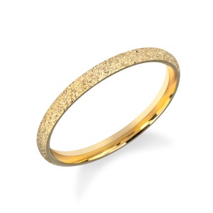 2mm Gold Band - Stardust / CLASSIC DOME / COMFORT FlT / 10k 14k 18k Wedding Band for Men, Women / Yellow Gold, White Gold, Rose Gold Ring