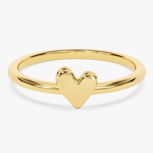 14k Gold Mini Plain Heart Ring / Heart Shape Everyday Ring / 18K Gold Stackable Ring / Tiny Love Ring / Valentine&#39;s Day Gift / Gift for Her
