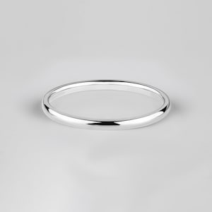 18k White Gold Band (2mm) / Classic Dome / Polished / Comfort Fit / Men&#39;s Women&#39;s Wedding Ring / Simple Plain Band