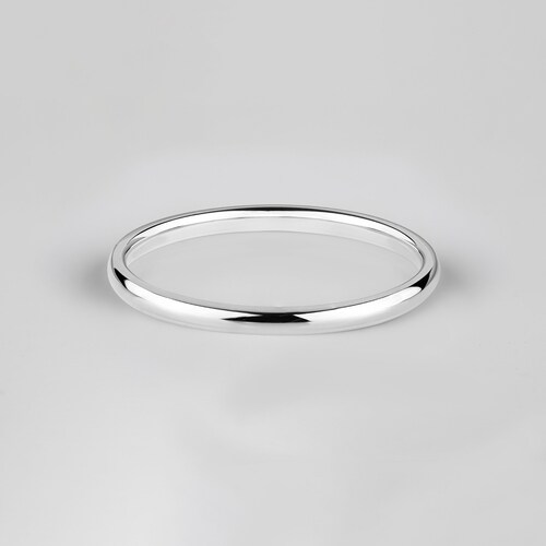 14k White Gold Band 2mm THIN CLASSIC DOME Polished Etsy