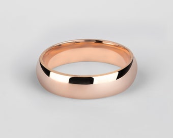 18k Rose Gold Band (5mm) / Classic Dome / Polished / Comfort Fit / Men's Women's Wedding Ring / Simple Plain Band