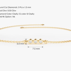 Trio Diamond Bracelet / 14k Solid Gold Bracelet / Minimalist Diamond Bracelets for Women / Gift for Her / Unique Valentine's Day Gifts image 5
