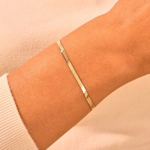 Pulseira de corrente de espinha de peixe de ouro 14k/pulseira de corrente de cobra de ouro/corrente serpentina brilhante para mulheres/pulseira de corrente em camadas dela