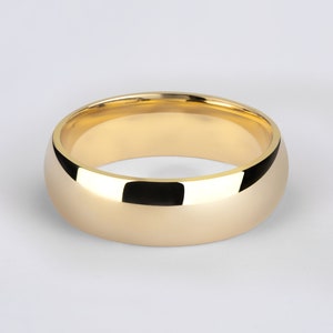 14k Yellow Gold Band (6mm) / Classic Dome / Polished / Comfort Fit / Men&#39;s Women&#39;s Wedding Ring / Simple Plain Band