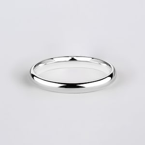 14k White Gold Band (3mm) / Classic Dome / Polished / Comfort Fit / Men&#39;s Women&#39;s Wedding Ring / Simple Plain Band