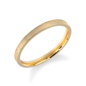 2mm Flat Gold Band - ICE MATTE FINISH/ 10k 14k 18k Wedding Ring for Women / Yellow Gold, White Gold, Rose Gold Ring / Comfort Fit