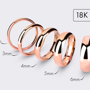 18k Rose Gold Band - CLASSIC DOME / Polished / Comfort Fit / Men's Women's Wedding Band / Solid Gold Ring / Simple Wedding Band