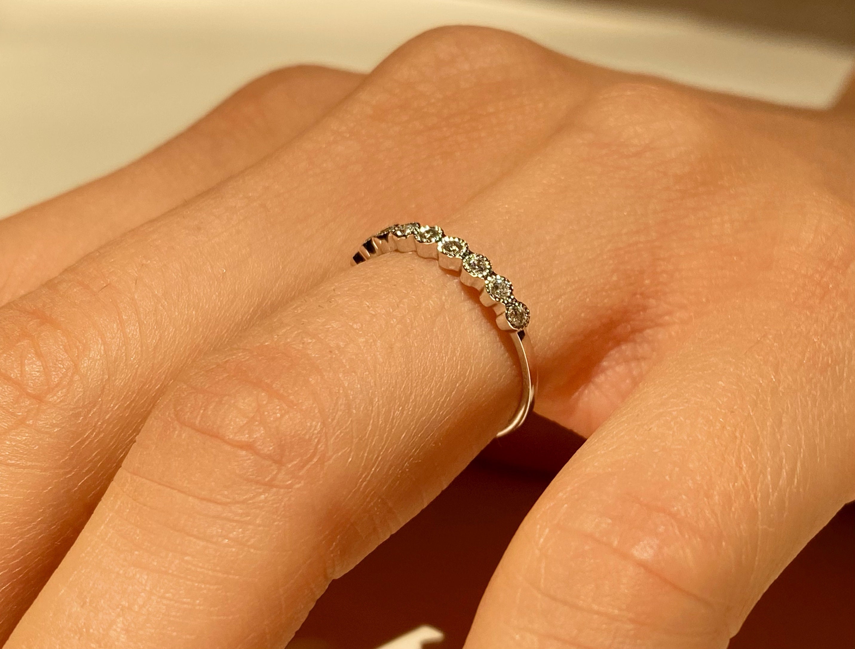 Bezel Set Diamond Ring / 14k Gold Diamond Band With Bezel Etsy