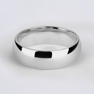 14k White Gold Band (6mm) / Classic Dome / Polished / Comfort Fit / Men&#39;s Women&#39;s Wedding Ring / Simple Plain Band