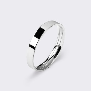 14k White Gold Band FLAT / Polished / Comfort Fit / Men's Women's Wedding Ring / Simple Wedding Ring 2mm