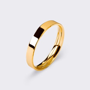 14k Flat Yellow Gold Band (2mm) / Polished / Comfort Fit / Men&#39;s Women&#39;s Wedding Ring / Thin Simple Flat Band / Solid Gold Wedding Band