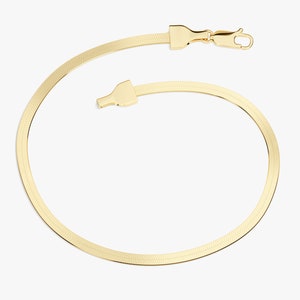 14k Gold Herringbone Chain Bracelet / Gold Snake Chain Bracelet / Shiny Serpentine Chain for Women / Layering Chain Bracelet Hers
