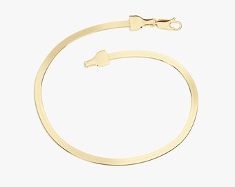 14k Gold Herringbone Chain Bracelet / Gold Snake Chain Bracelet / Shiny Serpentine Chain for Women / Layering Chain Bracelet Hers